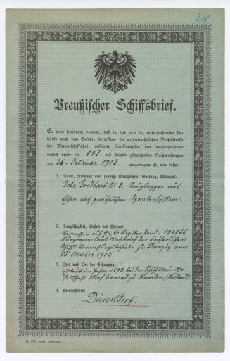 Preußischer Schiffsbrief.