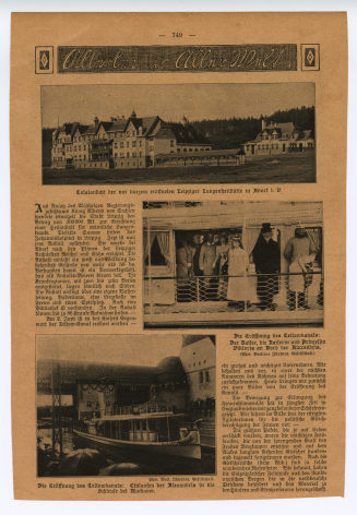 Zeitschriftenseite mit vier Abbildungen: "Die Eröffnung des Teltow-Kanals"