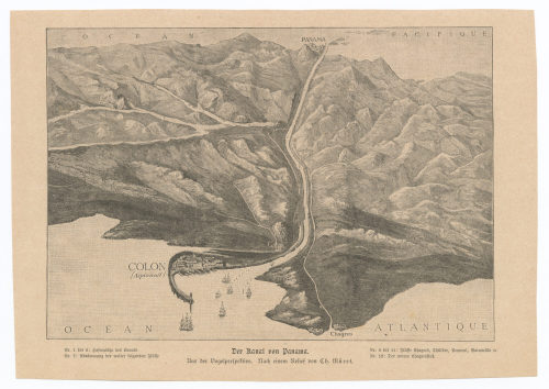 Ch. Müret (Künstler*in), Der Kanal von Panama. Aus der Vogelperspektive., um 1900