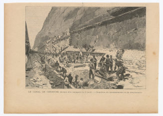 LE CANAL DE CORINTH (devant être inauguré le 6 aoùt). - Chantiers de terrassements et de maçonnerie.