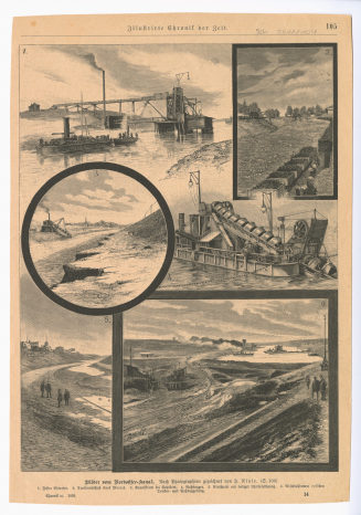 Zeitschriftenseite mit sechs Abbildungen: "Bilder vom Nordostsee-Kanal."