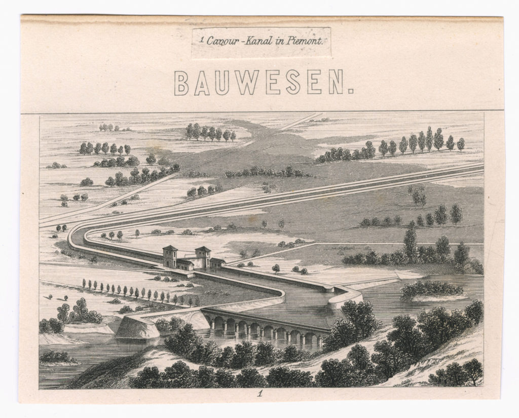 Bauwesen. Cavour-Kanal in Piemont.