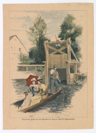 Durch die Schleuse bei Forsthaus Kanno-Mühle (Spreewald).