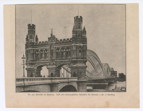 Meisenbach (Künstler*in), Die neue Elbbrücke bei Hamburg., Ende des 19. Jahrhunderts