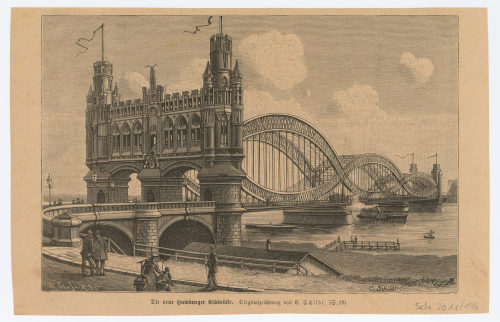 Unbekannt (Beteiligte Institution), Die neue Hamburger Elbbrücke., Ende des 19. Jahrhunderts