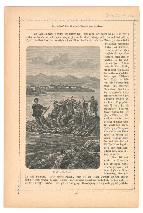 Unbekannt (Künstler*in), Ein Floß auf der Donau., um 1900