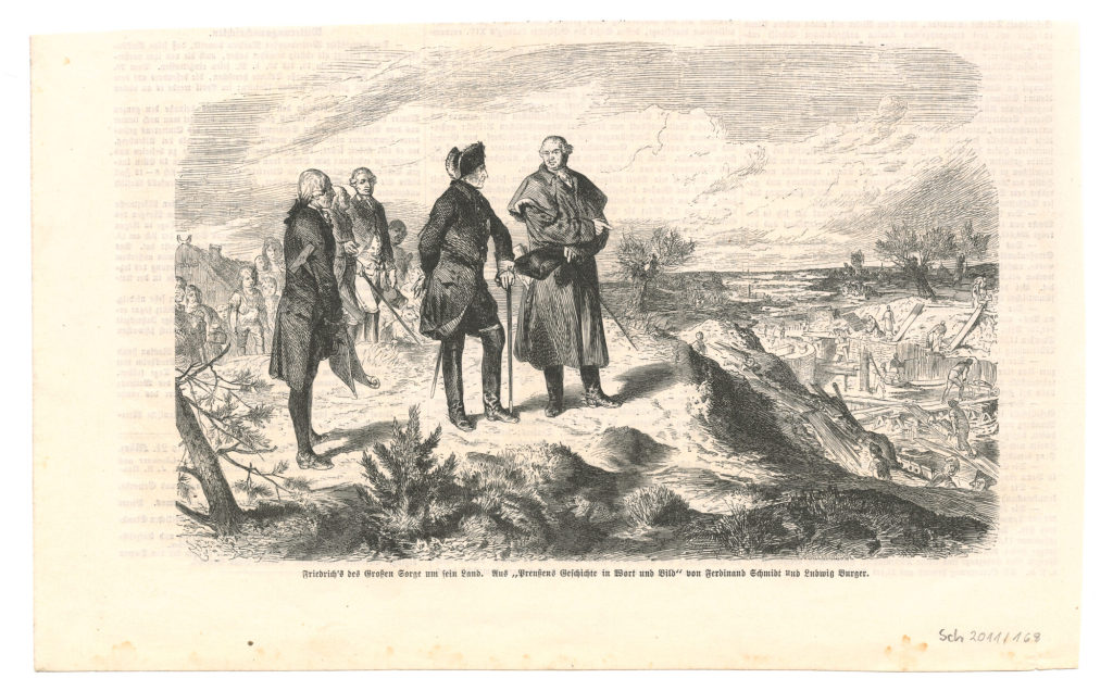 Friedrich's des Großen Sorge um sein Land. Aus "Preußens Geschichte in Wort und Bild" von Ferdinand Schmidt und Ludwig Burger.