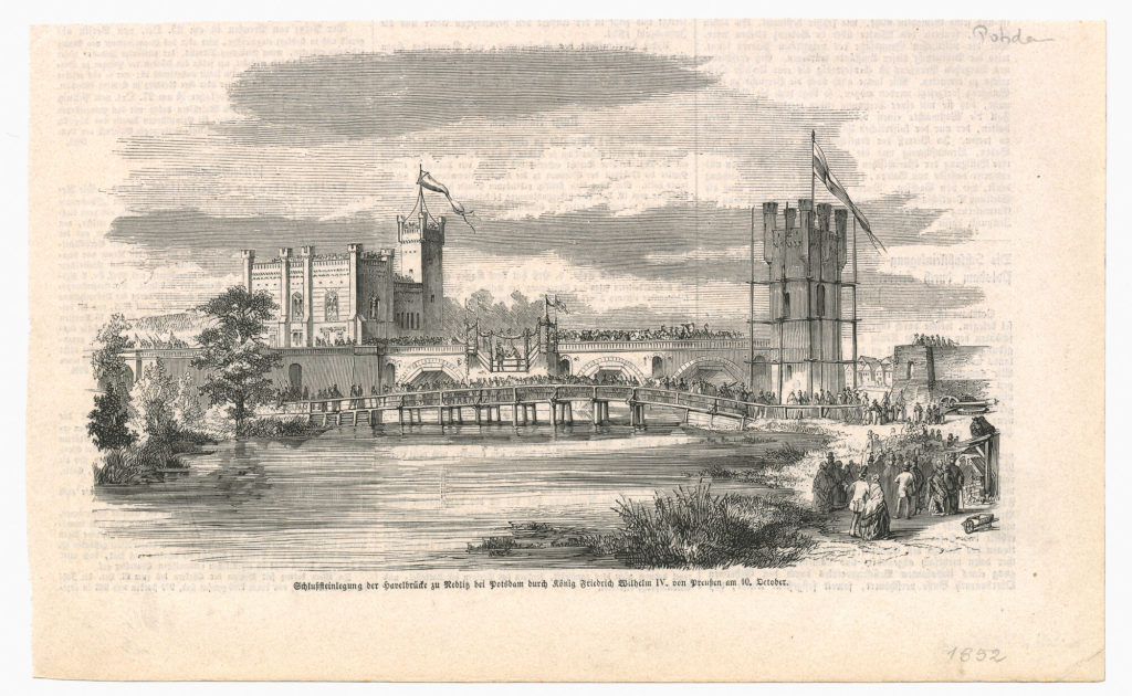 Schlußsteinlegung der Havelbrücke zu Redlitz bei Potsdamdurch König Friedrich Wilhelm IV. von Preußen am 10. October.