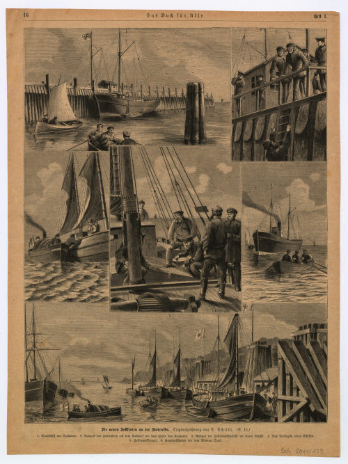 Carl Schildt (Künstler*in), Zeitungsseite mit sechs Abbildungen: Die neuen Zolllinien an der Unterelbe., 19. Jahrhundert
