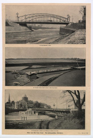 Zeitschriftenseite mit drei Abbildungen: "Bilder vom Elbe-Trave-Kanal."