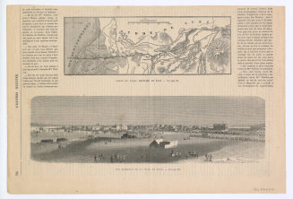 Zeitungsseite mit zwei Abbildungen: "CARTE DU CANAL MARITIME DE SUEZ", "VUE GÉNÉRALE DE LA VILLE DE SUEZ"