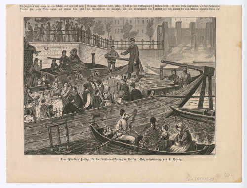 Ernst Hosang (Künstler*in), Eine öffentliche Predigt für die Schiffsbevölkerung in Berlin., 19. Jahrhundert