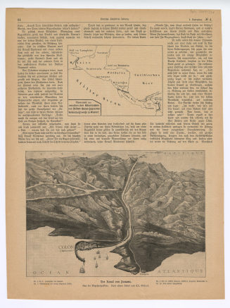 Zeitungsseite mit Abbildung: "Der Kanal von Panama. Aus der Vogelperspektive."