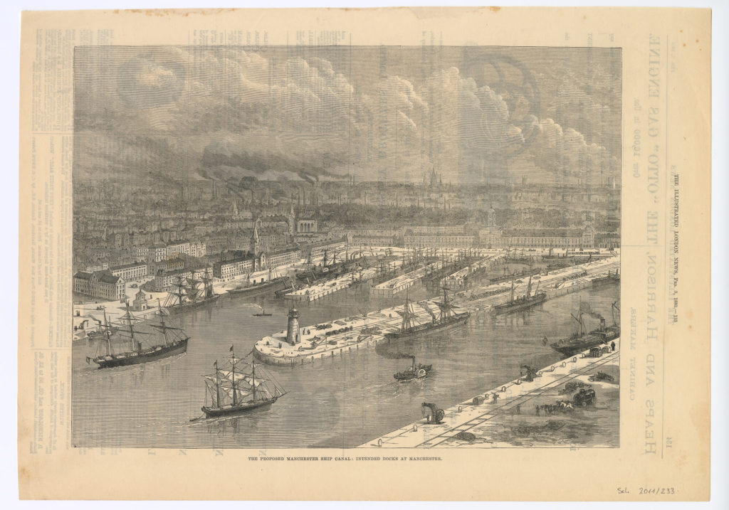 THE PROPOSED MANCHESTER SHIP CANAL: INTENDED DOCKS AT MANCHESTER.