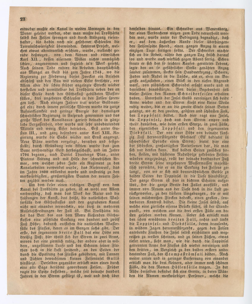 Artikel "Der Göthakanal und die Wasserfälle bei Trollhätta"