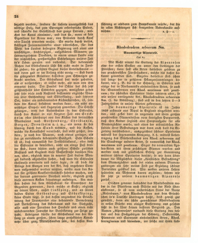 Artikel "Der Göthakanal und die Wasserfälle bei Trollhätta"