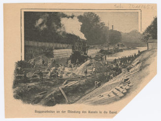 Baggerarbeiten an der Mündung des Kanals in die Hevel.