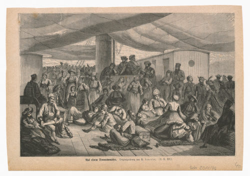 Huyot (père) (Künstler*in), Auf einem Donaudampfer., Ende des 19. Jahrhunderts