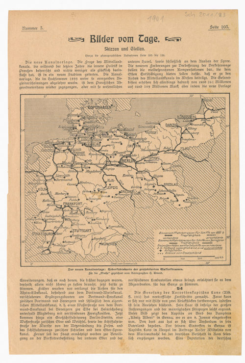 Unbekannt (Autor*in), Artikel "Die neue Kanalvorlage", 1901