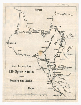 Karte des projectirten Elb-Spree-Kanals zwischen Dresden und Berlin.