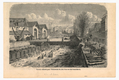 Unbekannt (Künstler*in), Travaux exécutés pour l'abaissement du plan d'eau du canal Saint-Martin., 1860