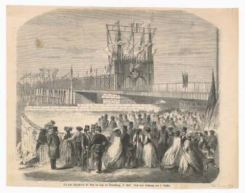 F. Mathis (Künstler*in), Die neue Rheinbrücke bei Kehl am Tage der Einweihung, 6. April., 1862 (?)
