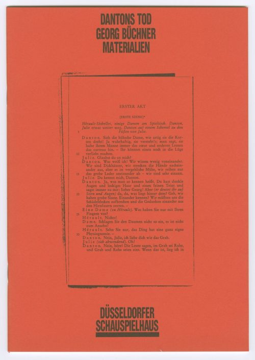 Programmheft (Umschlag) zu "Dantons Tod" von Georg Büchner. Premiere am 18. November 1989 im Gr ...