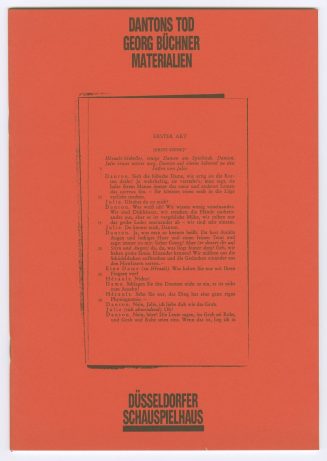 Programmheft (Umschlag) zu "Dantons Tod" von Georg Büchner. Premiere am 18. November 1989 im Gr ...