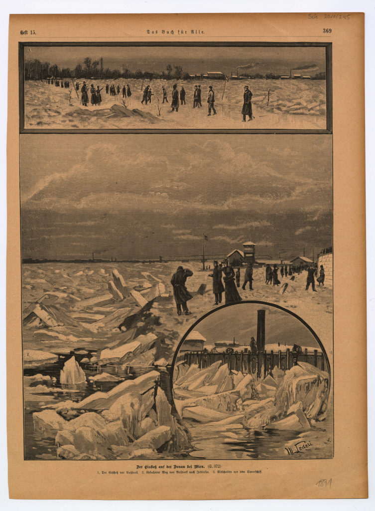 Der Eisstoß auf der Donau bei Wien.