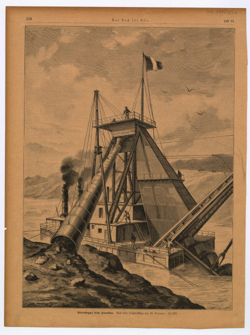 Willy Stöwer (Künstler*in), Riesenbagger beim Kanalbau., 19. Jahrhundert