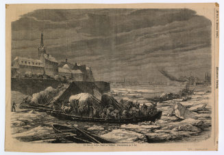 Der Rhein bei Treibeis, Gegend von Düsseldorf.