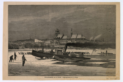 H. Penner (Künstler*in), Eisbrechdampfer auf der Weichsel, 1883