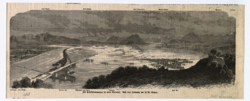 J. M. Steiger (Künstler*in), Die Ueberschwemmungen im obern Rheinthal., 1868