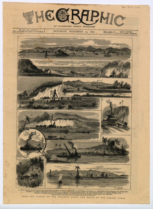 Unbekannt (Künstler*in), Titelblatt der Zeitschrift "The Graphic" vom 24. November 1883 zum Panamakanal, 1883