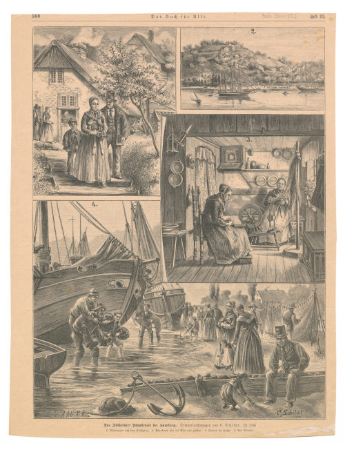 Xylographische Anstalt G. Rau (Stuttgart) (Beteiligte Institution), Das Fischerdorf Blankenese bei Hamburg., 19. Jahrhundert