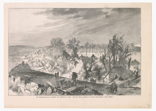 Robert Geißler (Künstler*in), Die Ueberschwemmung bei Dömitz: Der Deichbruch bei Kietz., 1888