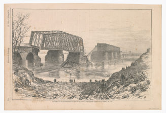 Der Einsturz der Elb-Eisenbahnbrücke bei Riesa am 22. Februar.
