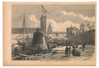 Die Ausschiffung der Kaiserglocke in Köln.