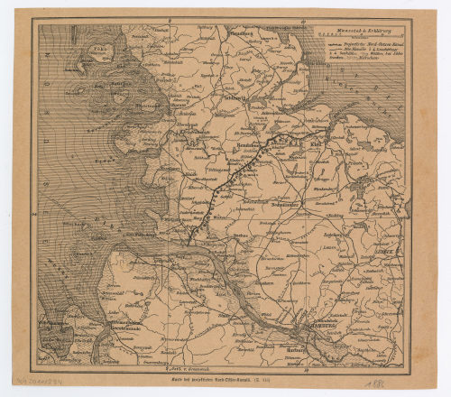 Unbekannt (Hersteller*in), Karte des projektirten Nord-Ostsee-Kanals., 1886