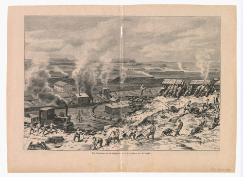 Ferdinand Lindner (Künstler*in), Die Bauarbeiten am Nordostseekanal: Der Dammbau bei Grünthal., Ende des 19. Jahrhunderts