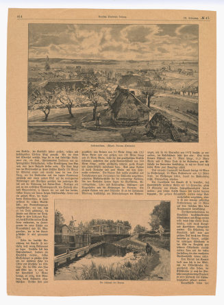 Zeitungsseite mit drei Abbildungen: "Kanalmündung bei Holtenau. (Platz der Grundsteinlegung.)", "Alte Schleuse bei Holtenau.", "An der zukünftigen Kanalmündung bei Brunsbüttel."
