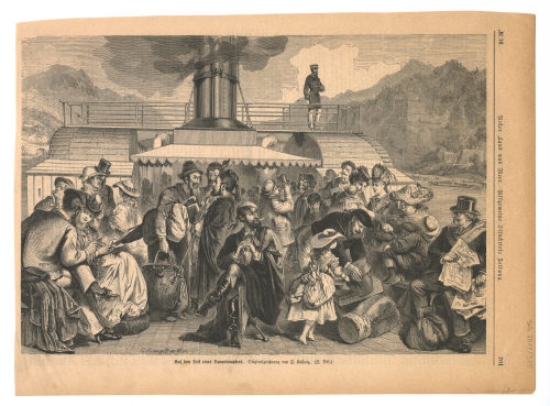 Franz Kollarž (Künstler*in), Auf dem Deck eines Donaudampfers., 19. Jahrhundert