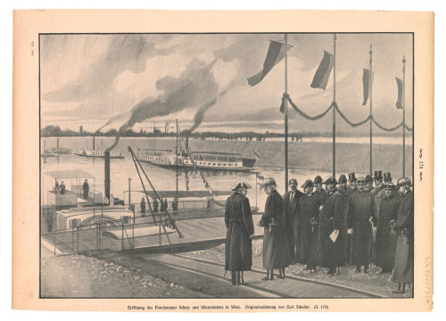 Carl Schuster (Künstler*in), Eröffnung des Freudenauer Schutz- und Winterhafens in Wien., um 1900