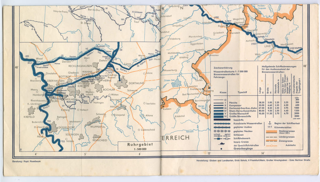 KARTE DER WASSERSTRASSEN in WEST- und MITTELDEUTSCHLAND und den BENELUXLÄNDERN