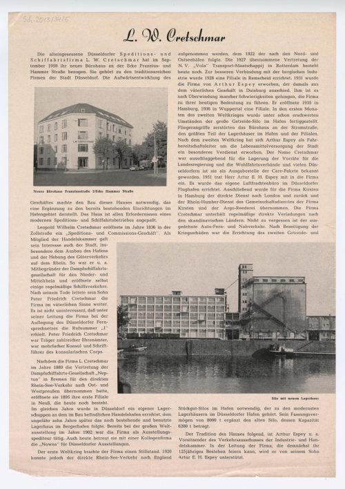 Unbekannt (Autor*in), Zeitschriftenartikel "L. W. Cretschmar", um 1961