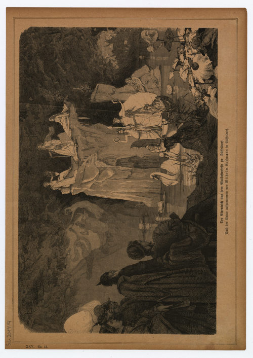 Xylographische Anstalt von W. Aarland (Beteiligte Institution), Der Nixenteich aus dem Malkastenfeste zu Düsseldorf., 19. Jahrhundert