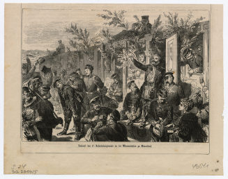Ankunft des 17. Infanterieregiments an der Wasserstation zu Düsseldorf.