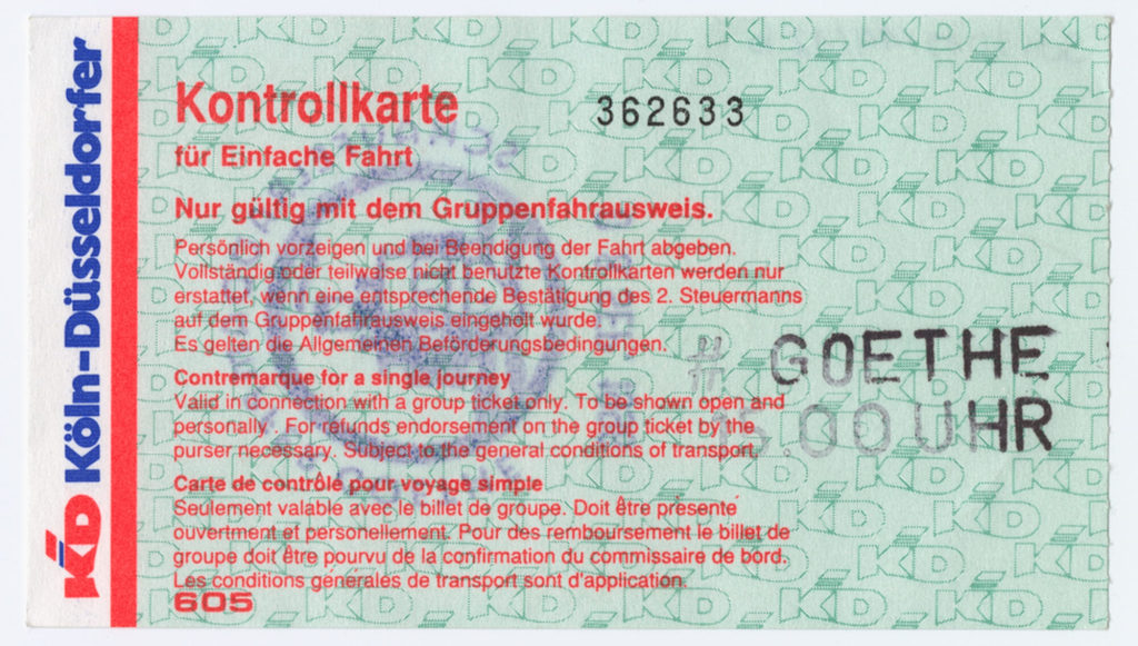Kontrollkarte "Schaufelraddampfer Goethe"
