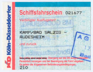 Schiffsfahrschein "Kamp/Bad Salzig - Rüdesheim"