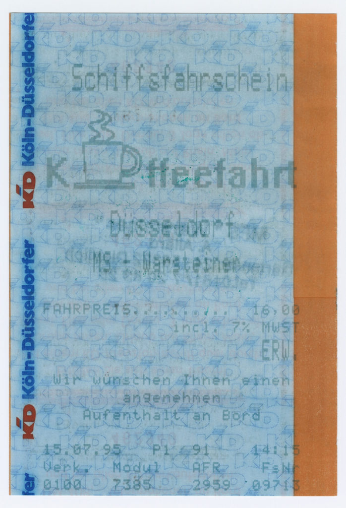 Schiffsfahrschein "Kaffeefahrt Düsseldorf MS - Warsteiner"